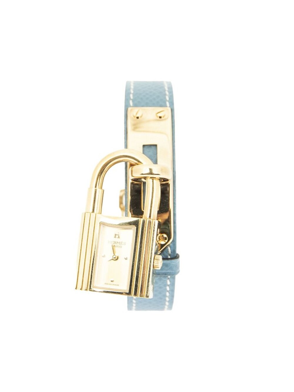 Hermes Kelly Watch Blue Jean Courchevel Leather